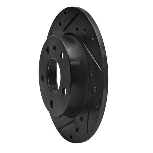 R1 02-08 Chevrolet Zafira (Mexico) Rear Left Drilled & Slotted Black Brake Rotor