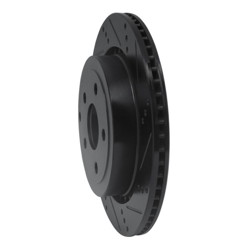 R1 08-17 Chevrolet SS Rear Right Drilled & Slotted Black Brake Rotor