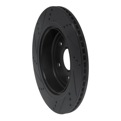 R1 08-17 Chevrolet SS Rear Right Drilled & Slotted Black Brake Rotor