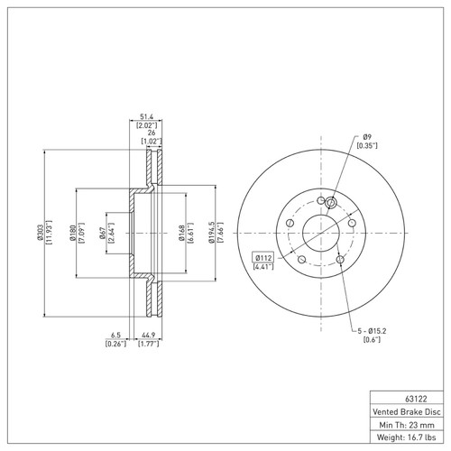 R1 98-05 Mercedes-Benz ML350 Front Brake Rotor
