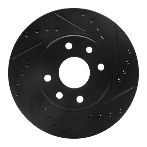 R1 90-93 Asuna SUNFIRE Front Right Drilled & Slotted Black Brake Rotor