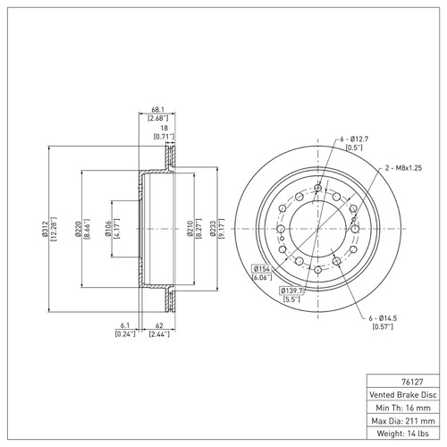 R1 01-09 Lexus GX470 Rear Brake Rotor