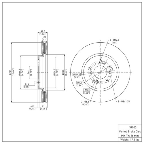 R1 07-16 Acura RDX Front Brake Rotor