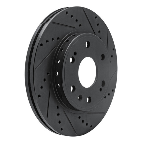 R1 09-20 Chevrolet TAHOE Front Right Drilled & Slotted Black Brake Rotor