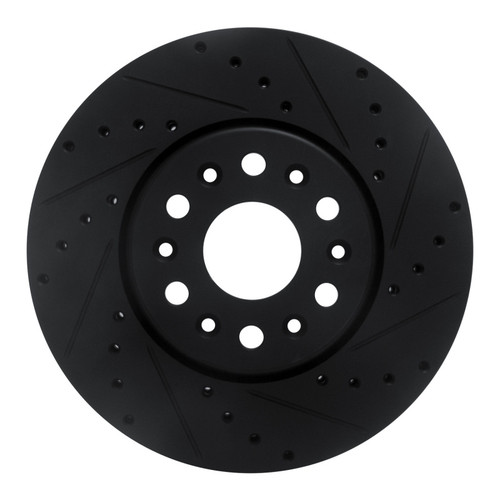 R1 17-25 Buick Enclave Front Right Drilled & Slotted Black Brake Rotor