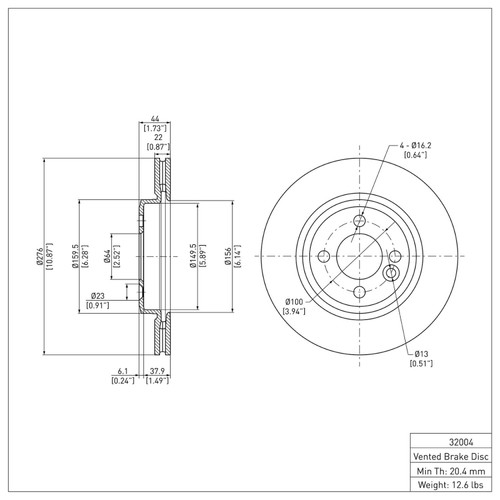 R1 02-08 Mini Cooper (Excl Clubman) Front Brake Rotor