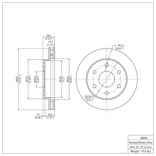 R1 99-08 Cadillac Escalade ESV Front Brake Rotor