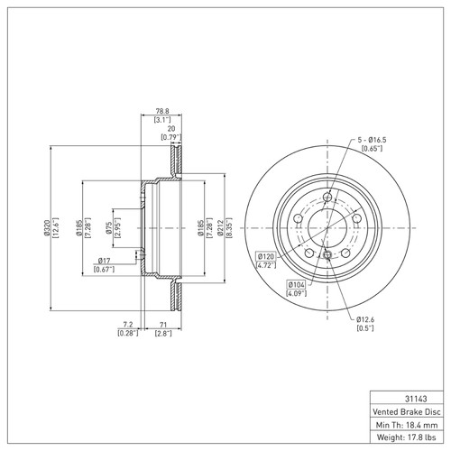 R1 07-19 BMW X6 Rear Brake Rotor