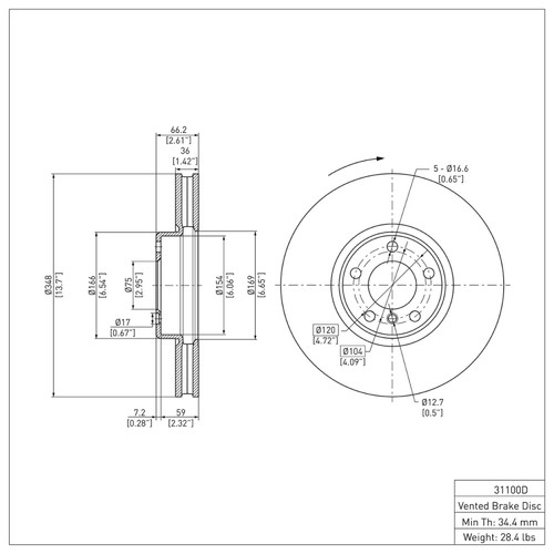 R1 10-18 BMW 650I Gran Coupe Right Front Brake Rotor