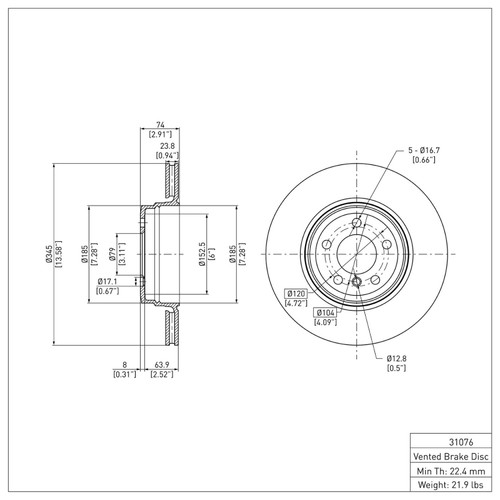 R1 05-08 BMW 750LI Rear Brake Rotor