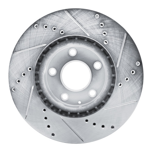 R1 13-19 Mazda 6 Front Left Drilled & Slotted Silver Brake Rotor