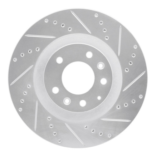 R1 07-15 Mazda CX-9 Front Right Drilled & Slotted Silver Brake Rotor