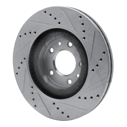 R1 07-15 Mazda CX-9 Front Left Drilled & Slotted Silver Brake Rotor