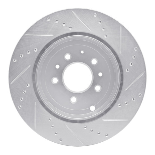 R1 07-15 Mazda CX-9 Rear Left Drilled & Slotted Silver Brake Rotor