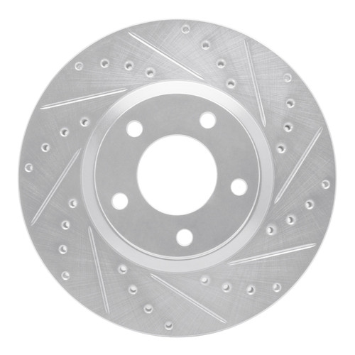 R1 04-15 Mazda 3 Front Right Drilled & Slotted Silver Brake Rotor