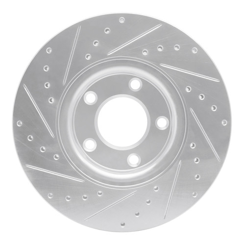 R1 04-15 Mazda 3 Front Right Drilled & Slotted Silver Brake Rotor