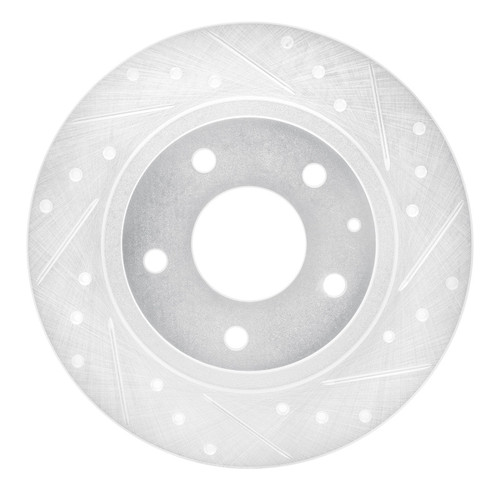 R1 14-21 Mazda 6 Rear Right Drilled & Slotted Silver Brake Rotor