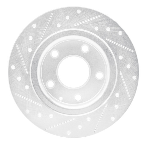 R1 14-21 Mazda 6 Rear Right Drilled & Slotted Silver Brake Rotor