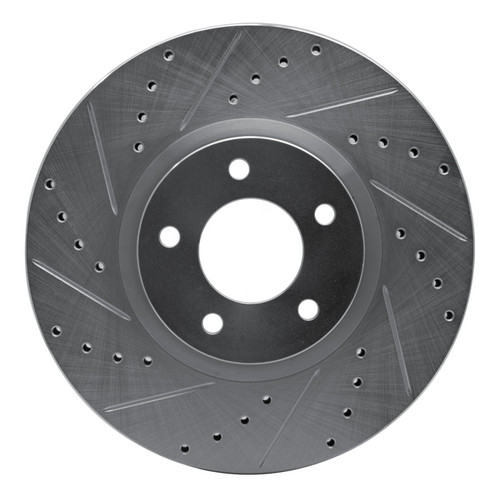R1 07-13 Mazda 3 Front Left Drilled & Slotted Silver Brake Rotor