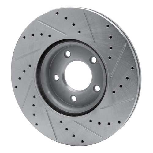 R1 07-13 Mazda 3 Front Left Drilled & Slotted Silver Brake Rotor