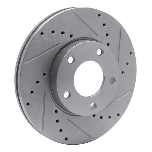 R1 04-13 Mazda 3 Front Right Drilled & Slotted Silver Brake Rotor