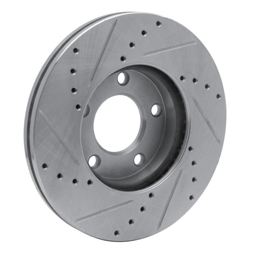 R1 04-13 Mazda 3 Front Right Drilled & Slotted Silver Brake Rotor