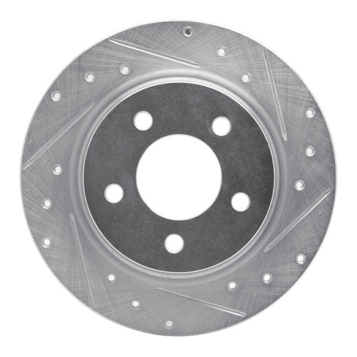 R1 04-13 Mazda 3 Rear Right Drilled & Slotted Silver Brake Rotor