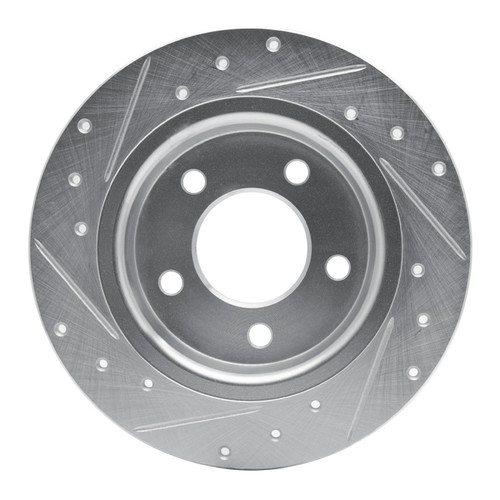 R1 04-13 Mazda 3 Rear Right Drilled & Slotted Silver Brake Rotor