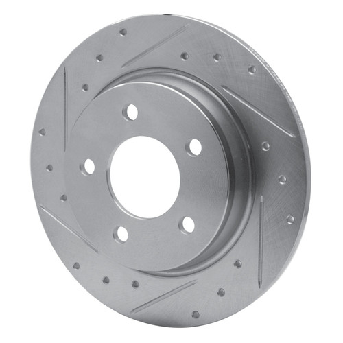 R1 04-13 Mazda 3 Rear Left Drilled & Slotted Silver Brake Rotor