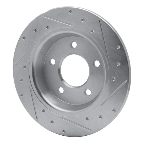 R1 04-13 Mazda 3 Rear Left Drilled & Slotted Silver Brake Rotor