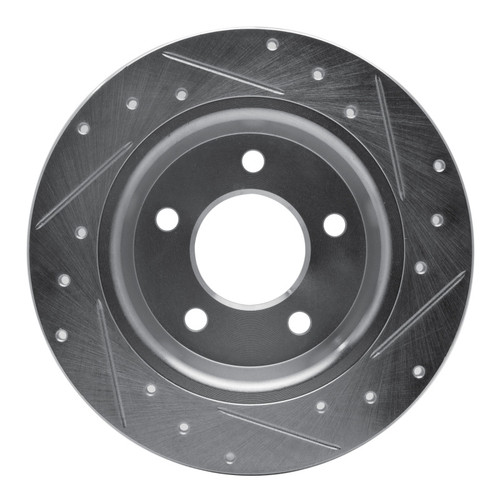 R1 04-13 Mazda 3 Rear Left Drilled & Slotted Silver Brake Rotor