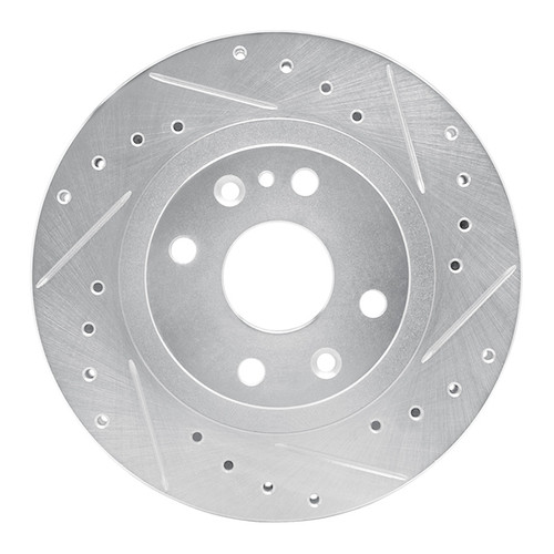 R1 99-03 Mazda Protege Front Right Drilled & Slotted Silver Brake Rotor