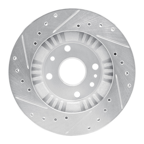 R1 99-03 Mazda Protege Front Right Drilled & Slotted Silver Brake Rotor