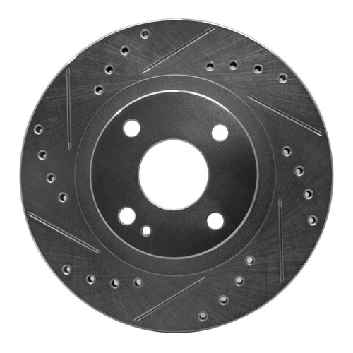 R1 99-03 Mazda Protege Front Left Drilled & Slotted Silver Brake Rotor