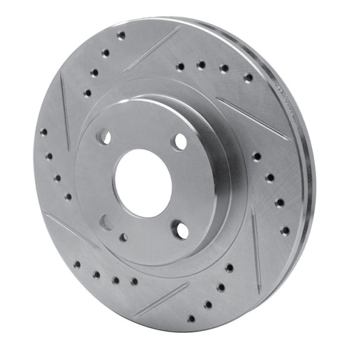 R1 99-03 Mazda Protege Front Left Drilled & Slotted Silver Brake Rotor