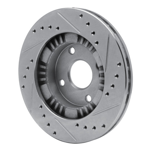 R1 99-03 Mazda Protege Front Left Drilled & Slotted Silver Brake Rotor