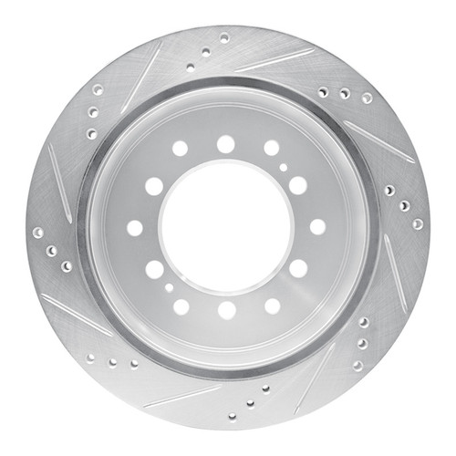 R1 10-24 Lexus GX460 Rear Right Drilled & Slotted Silver Brake Rotor
