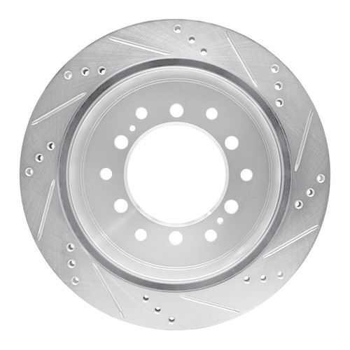 R1 10-24 Lexus GX460 Rear Left Drilled & Slotted Silver Brake Rotor