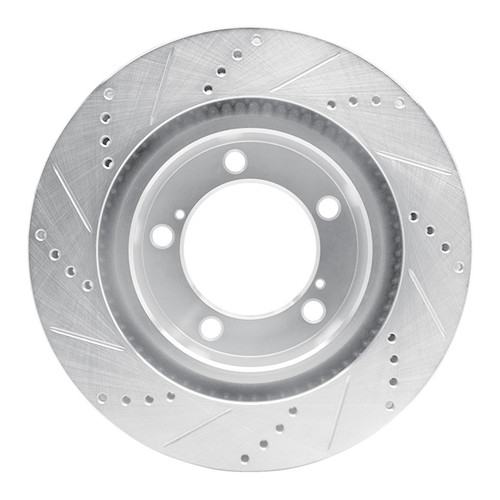 R1 08-21 Lexus LX570 Front Right Drilled & Slotted Silver Brake Rotor