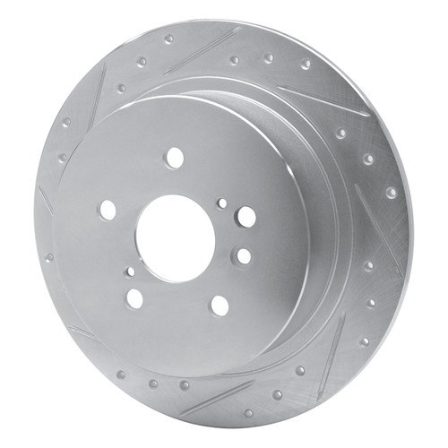 R1 08-13 Toyota Highlander Rear Left Drilled & Slotted Silver Brake Rotor