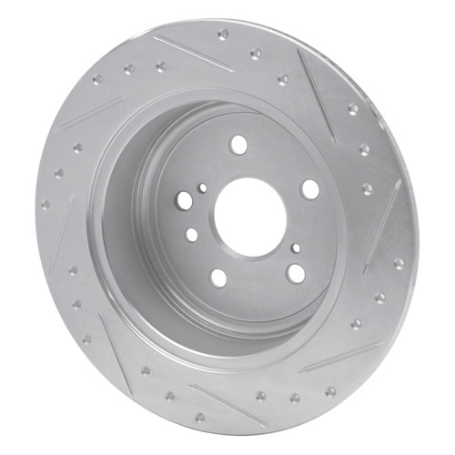 R1 08-13 Toyota Highlander Rear Left Drilled & Slotted Silver Brake Rotor