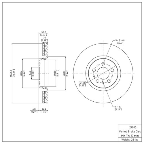 R1 03-09 Volvo XC90 Front Brake Rotor