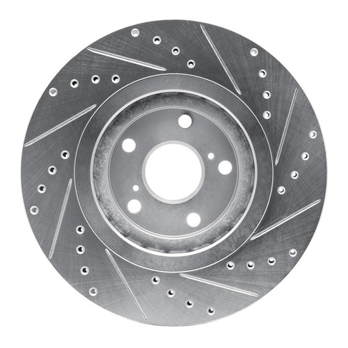 R1 08-21 Lexus NX200T Front Left Drilled & Slotted Silver Brake Rotor