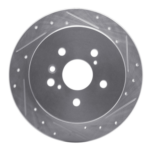 R1 04-10 Toyota SIENNA Rear Right Drilled & Slotted Silver Brake Rotor