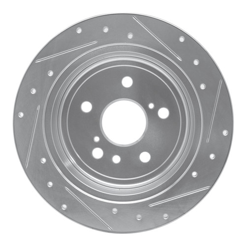 R1 04-10 Toyota SIENNA Rear Left Drilled & Slotted Silver Brake Rotor