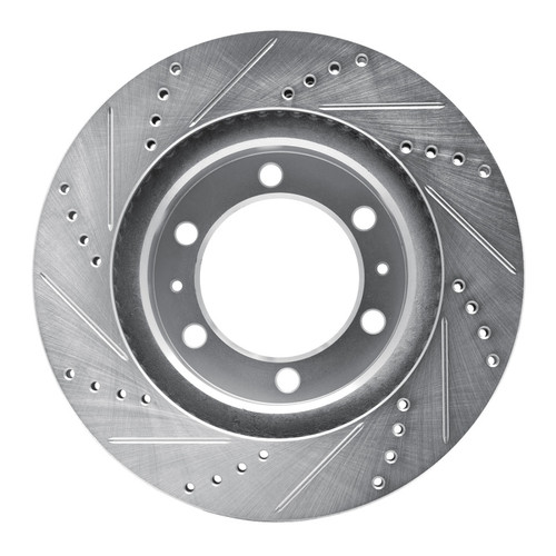 R1 03-23 Toyota FJ Cruiser Front Right Drilled & Slotted Silver Brake Rotor