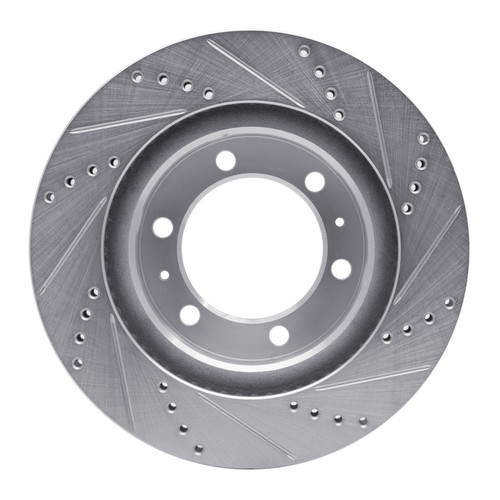 R1 03-23 Toyota FJ Cruiser Front Left Drilled & Slotted Silver Brake Rotor