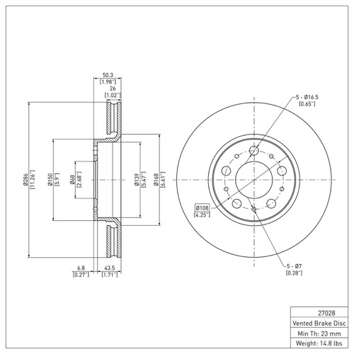 R1 99-09 Volvo S80 Front Brake Rotor