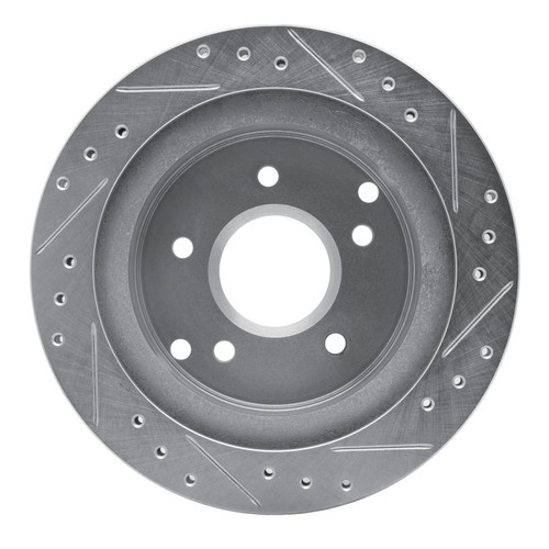 R1 84-87 Chevrolet Corvette Rear Left Drilled & Slotted Silver Brake Rotor