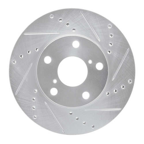 R1 01-05 Toyota RAV4 Front Right Drilled & Slotted Silver Brake Rotor